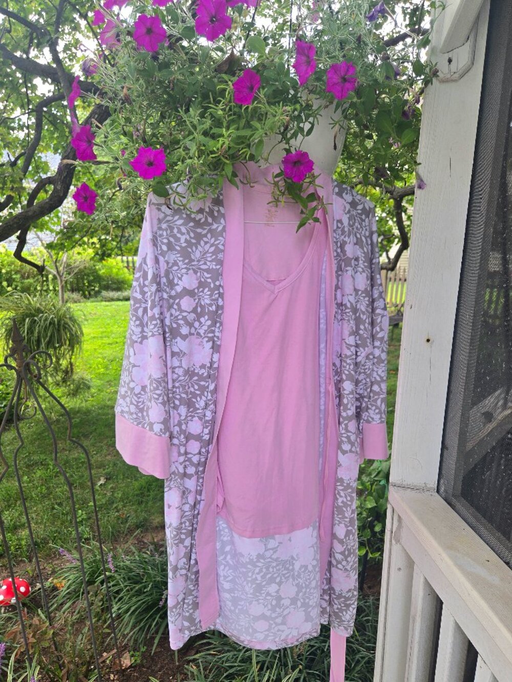 Soft pajama and bathrobe set